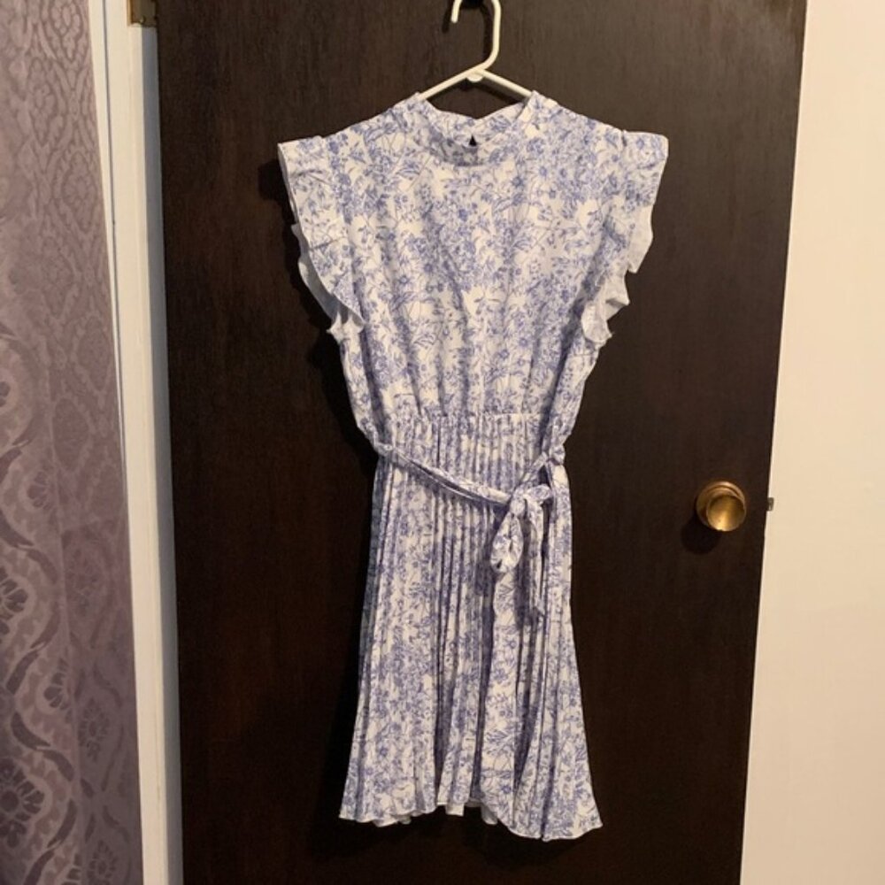 Floral Blue and White Dress